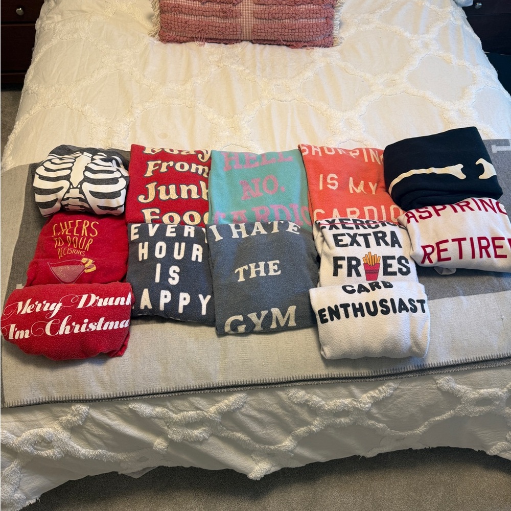 Wildfox sweatshirt lot of 11 and 1 pair sweatpants